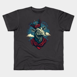 Goat King With Crown Kids T-Shirt